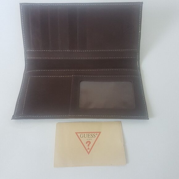 GUESS USA Vintage Suede Like Wallet Soft 7" X 3.5" Brown Unisex with Tote Lot - Picture 6 of 10